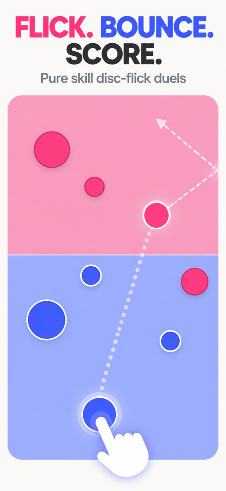 Flick. Bounce. Score. Pure skill disc-flick duels